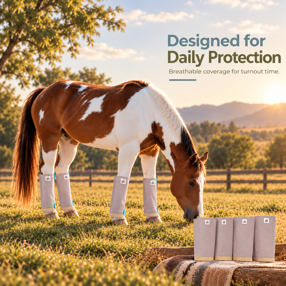 Botas anti moscas para caballos, talla mediana, malla transpirable. No se deslizan, se mantienen erguidas todo el día, juego de 4 botas holgadas. Protección para las piernas del caballo.